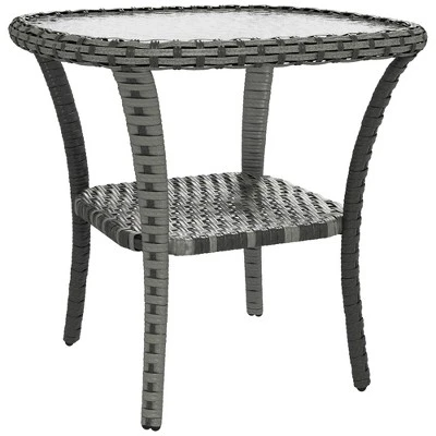 Syemin Patio Side Table, 2-Tier Outdoor Coffee Table, Patio Furniture For Drinks, Dining, Games, Storage, Gray, 28.5"*16.25"*16.25" 4 Syemin Patio Side Table, 2-Tier Outdoor Coffee Table, Patio Furniture For Drinks, Dining, Games, Storage, Gray, 28.5"*16.25"*16.25" - Image 4