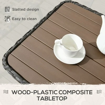 Syemin Patio End Table, Rectangular Outdoor Dining Table With All-Weather Faux Wood Top For Garden, Lawn, Patio, Brown, 43.3"*23.6"*22" 1 Syemin Patio End Table, Rectangular Outdoor Dining Table With All-Weather Faux Wood Top For Garden, Lawn, Patio, Brown, 43.3"*23.6"*22"