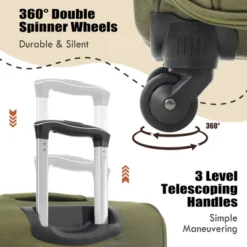 Syemin 5 PCS Bag And Luggage Sets, With 4 Spinner Wheels Lightweight Suitcase, Suitable For Business Trips And Travel, Green, 18.9"*12.2"*30"