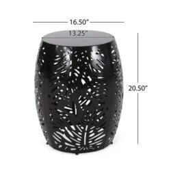 Syemin Patio End Tables, Stylish End Tables For Indoor And Outdoor Use, Ideal For Gardens, Backyard, With Special Design, Black, 16.5"*16.5"*20.5"