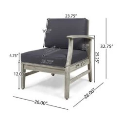 Syemin Patio Modern Accent Chairs, Outdoor Conversation Chairs, With Leisure Used, For Backyard, Garden, Gray, 26"*28"*32.75"