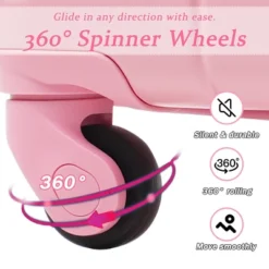 Syemin Luggage Hardshell Luggage Lightweight Durable ABS Suitcases With Double Wheels Expandable 20" Checked Travel Luggage, Pink, 13.6"*8.3"*21.5"