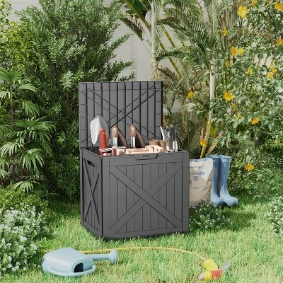 Syemin Deck Box, 32GAL Outdoor Storage Box, Patio Gardening Tools, Water And UV Resistant For Patio, Garden, Lawn, Black, 22.05"*17.13"*20.87" 3 Syemin Deck Box, 32GAL Outdoor Storage Box, Patio Gardening Tools, Water And UV Resistant For Patio, Garden, Lawn, Black, 22.05"*17.13"*20.87" - Image 3