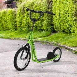 Syemin Kick Scooters Youth Scooter Teens Kick Scooter, Adjustable Handlebar Ride On Toy Dual Brakes Inflatable Wheels, Green, 53.3"*22.8"*34.8"