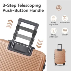 Syemin Luggage Sets Abs Hardshell 3PCS Luggage, Lightweight Durable Suitcase Sets Spinner Wheels Suitcase With Tsa Lock, Beige, 20.67"*11.61"*29.92"