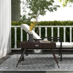 Syemin Patio Side Table, 2-Tier Outdoor Coffee Table, Patio Furniture For Drinks, Dining, Games, Storage, Brown, 19.75"*19.75"*17.75" 11 Syemin Patio Side Table, 2-Tier Outdoor Coffee Table, Patio Furniture For Drinks, Dining, Games, Storage, Brown, 19.75"*19.75"*17.75" -Furniture GUEST 7fb1cfa0 30c7 481d 862b ed6faf38cd35