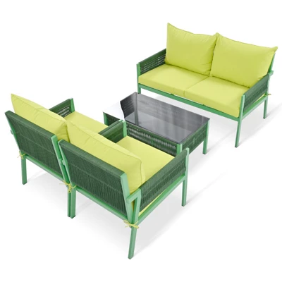Syemin Patio Seating Sets, Modern Outdoor Seating Set For Comfort, Make Your Backyard A Haven Of Comfort And Style, Green, 48"*27.8"*30.1" 2 Syemin Patio Seating Sets, Modern Outdoor Seating Set For Comfort, Make Your Backyard A Haven Of Comfort And Style, Green, 48"*27.8"*30.1" - Image 2