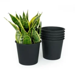 Syemin Planters Round Nursery Plant Pot,Garden Plastic Pots With Drainage, Garden Decor, Decorative Plant Pots, Balcony, Black 6.2"*6.2"*9.4" -Furniture GUEST 803f4f9f 3437 4b47 9821 7ba098d1388d 1