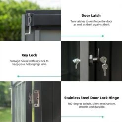 Syemin Deck Boxes Durable, Horizontal Compact Storage Shed For Garden, Backyard, Patio, Closet Deck Box, Gray, 79.06"*50.83"*72.4"