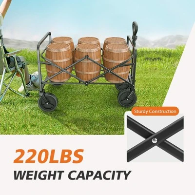 Syemin Trolley And Lawn Cart, 300L Foldable Garden Cart, Large Capacity, Suitable For Beach, Camping, Shopping Garden, Black, 29.5" * 18.5" * 26.6" 2 Syemin Trolley And Lawn Cart, 300L Foldable Garden Cart, Large Capacity, Suitable For Beach, Camping, Shopping Garden, Black, 29.5" * 18.5" * 26.6" - Image 2