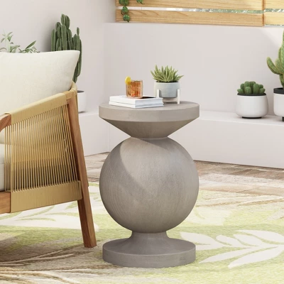 Syemin Patio End Tables, Stylish End Tables For Indoor And Outdoor Use, Ideal For Gardens, Backyard, Special Design, Gray, 17.25"*17.25"*26.5" 4 Syemin Patio End Tables, Stylish End Tables For Indoor And Outdoor Use, Ideal For Gardens, Backyard, Special Design, Gray, 17.25"*17.25"*26.5" - Image 4
