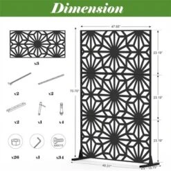 Syemin Decorative Privacy Screen, Outdoor Objects Nd Panels For Patio Lawn Deck For Garden, Lawn, Black, 48.31"*15.57"*70.75"