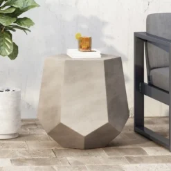 Syemin Patio End Tables Accent Side End Table For Outdoor And Indoor, Garden, Backyard Use, Special Design, Gray, 20.5"*18.5"*18.75"