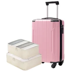 Syemin Luggage 20" Hardshell Carry-On Luggage, Lightweight Durable ABS Suitcase With Spinner Wheels 2 Packing Cubes, Pink, 13.6"*8.3"*21.5" -Furniture GUEST 82ab63ae 7c0f 4799 951f 511c8e25e973