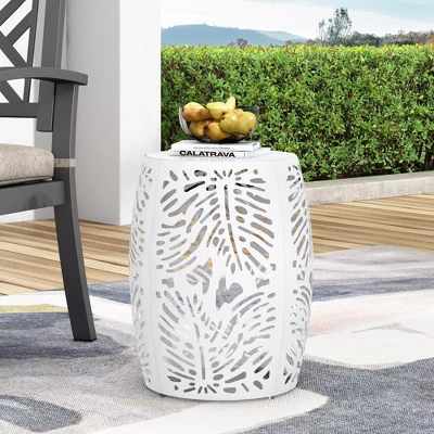 Syemin Patio End Tables, Stylish End Tables For Indoor And Outdoor Use, Ideal For Gardens, Backyard, Special Design, White, 16.5"*16.5"*20.5" 5 Syemin Patio End Tables, Stylish End Tables For Indoor And Outdoor Use, Ideal For Gardens, Backyard, Special Design, White, 16.5"*16.5"*20.5" - Image 5
