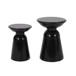 Syemin Patio End Tables Accent Side End Table For Outdoor And Indoor, Garden, Backyard Use, Special Design, Black, 15"*15"*20.75" -Furniture GUEST 83df6ebb 281a 4303 aeee 1c1544b6e727