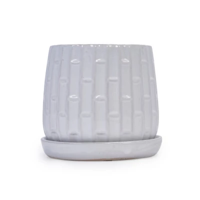 Syemin Planters Set Of 2 Ceramic Flowerpot, Indoor And Outdoor Modern Decorative Round Planter For Patio, Garden, White, 7.87"*7.87"*7.09" 3 Syemin Planters Set Of 2 Ceramic Flowerpot, Indoor And Outdoor Modern Decorative Round Planter For Patio, Garden, White, 7.87"*7.87"*7.09" - Image 3