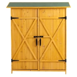 Syemin 31ft³ Outdoor Storage Sheds, Vertical Tall Tool Shed With Lockable Door, Waterproof Roof For Patio, Backyard And Lawn, Yellow, 56"*15"*64" -Furniture GUEST 85d8789e f971 4853 ae0a 5d9d76e83997