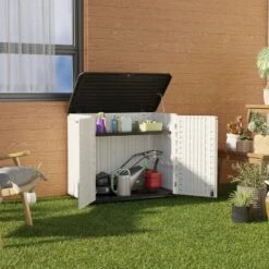 Syemin Storage Shed, Waterproof Storage Shed, Double Shelves For Cleaning Tools And Garden Accessories, White, 50"*29"*41" -Furniture GUEST 8625631d cbc1 47eb 8fd2 703635246446