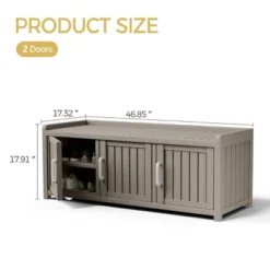 Syemin Shoe Racks Shoe Storage Cabinet Waterproof UV-Resistant Entryway Storage Bench Indoor Outdoor Shoe Organizer, Grey, 46.85"*17.32"*17.91"
