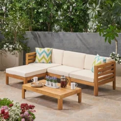 Syemin Patio Seating Sets Outdoor, Featuring Unique Design, Ideal For Chats, Perfect For Gardens, Living Spaces, Beige, 81.5"*53.5"*24"