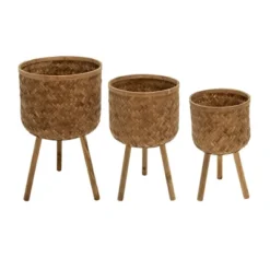 Syemin Planters Bamboo Planters With Outdoor And Indoor, Decorative Plant Pots For Living Room, Garden, Balcony, Home Decor, Brown 19.75"*17"*16.5"