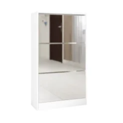 Syemin Shoe Racks Narrow Shoe Storage Cabinet With Mirror,Large Size Shoe Cabinet, Wood Slim Shoe Rack Shoe Organizer, White, 23.6"*9.06"*41.73" -Furniture GUEST 885cdd60 2e68 4c23 9a22 19f4e2f52f80