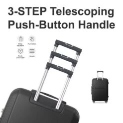 Syemin Luggage 3-Piece Luggage Set-20", 24", And 28" Suitcases With Silent Spinner Wheels Suitcase Sets Carry On Luggage, Black, 21.06"*11.81"*30.31"