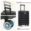 Syemin Luggage Hardshell Luggage Set 3 Piece Durable ABS And PC Travel Suitcase With Spinner Wheels For Men Women, Black, 19.5"*11.3"*29.4"