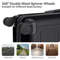 Syemin Luggage 3 Piece Hardside Luggage Set With Spinner Wheels, TSA Locks, Lightweight ABS Suitcases (20"/24"/28"), Black, 19.88"*10.63"*29.92" -Furniture GUEST 8a03bcc6 63dc 40b5 8978 82b0e52ccfff