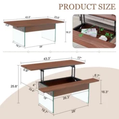 Syemin Patio End Tables, Faux Wood Style Rectangular Casual Side Table For Dining Room, Office, Lounge, Brown, 43.3"*23.6"*16.3" -Furniture GUEST 8a2f53e2 13d6 43eb b12c 85ad549961ee