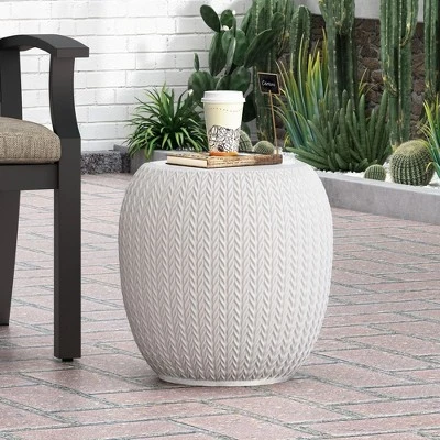 Syemin Patio End Tables Accent Side End Table For Outdoor And Indoor, Garden, Backyard Use, Special Design, White, 15.75"*15.75"*15.75" 1 Syemin Patio End Tables Accent Side End Table For Outdoor And Indoor, Garden, Backyard Use, Special Design, White, 15.75"*15.75"*15.75"