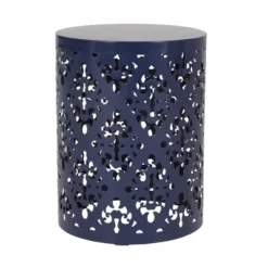 Syemin Patio End Tables, Stylish End Tables For Indoor And Outdoor Use, Ideal For Gardens, Backyard, With Special Design, Blue, 13.75"*13.75"*18"
