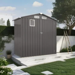 Syemin Storage Sheds Metal Outdoor Storage Shed With Clear Window And Lockable Door Compact For Garden, Backyard, Patio, Gray, 67.72"*38.19"*72.83" -Furniture GUEST 8efce6b2 09b1 49b7 8c0a 5dc3db26b8ad