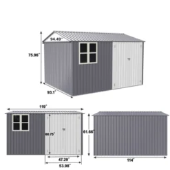 Syemin Deck Boxes,Yard Equipment Sanctuary, Contemporary Charcoal Shed,A Smart Solution For Garden Storage,Gray,119"*93.1"*75.96" -Furniture GUEST 8f69fb21 5d6e 4cc4 ae5d 61fd7df19708