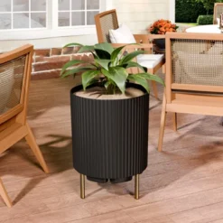 Syemin Self Watering Symphony Square Planter 2PCS, 13" Wide X 23.6" Tall, Cone Striped Plastic Flower Pot -Furniture GUEST 90371588 8e00 4e2c 8aa2 be98b7f0f815