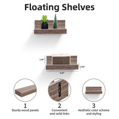 Syemin Decorative Wall Shelf Floating Shelves Wall Mounted Wood Shelves Hanging Bathroom Shelf Home Wall Decor Corner Shelf, Beige, 10.04"*3.93"*1.97" 3 Syemin Decorative Wall Shelf Floating Shelves Wall Mounted Wood Shelves Hanging Bathroom Shelf Home Wall Decor Corner Shelf, Beige, 10.04"*3.93"*1.97" - Image 3