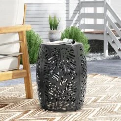 Syemin Patio End Tables, Stylish End Tables For Indoor And Outdoor Use, Ideal For Gardens, Backyard, With Special Design, Black, 16.5"*16.5"*20.5" -Furniture GUEST 91509d68 af3e 4b87 a4a3 2a804a4bba30
