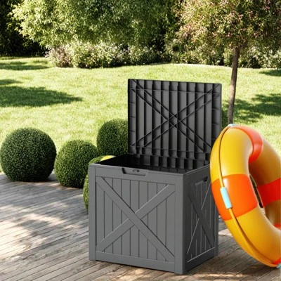 Syemin Deck Box, 32GAL Outdoor Storage Box, Patio Gardening Tools, Water And UV Resistant For Patio, Garden, Lawn, Black, 22.05"*17.13"*20.87" 2 Syemin Deck Box, 32GAL Outdoor Storage Box, Patio Gardening Tools, Water And UV Resistant For Patio, Garden, Lawn, Black, 22.05"*17.13"*20.87" - Image 2