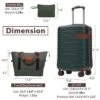 Syemin Luggage Luggage 20 Inch Sets 3 Piece Carry On Luggage Lightweight Hardshell ABS Suitcases With Wheels, Green, 13.6"*9"*21.3"