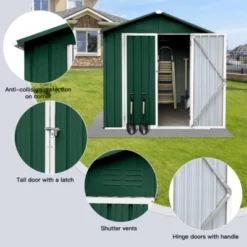 Syemin Storage Sheds Outdoor Storage Sheds 6ftx4ft Apex Roof Waterproof Garden Storage Shed With Lockable Door, Green, 70.1"*46.4"*75.6" -Furniture GUEST 93bae269 643b 4738 ad84 ac47875fa0af