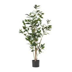 Syemin Artificial Plant Artificial Laurel Tree Indoor Faux Fake Floor Greenery Potted Real Touch Decorative Green Leaves, Green, 19"*19"*47"