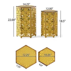 Syemin Patio End Tables Accent Side End Table For Outdoor And Indoor, Garden, Backyard Use, Special Design, Gold, 14.25"*12.25"*22" -Furniture GUEST 95cd9d35 ab09 43a1 a89a 3b28d7914b84