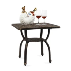 Syemin Patio End Tables, Modern Decorative Side Tables, Stylish Design For Patio, Living Room, Indoor And Outdoor Use, Black, 21.2"*21.2"*19.2" -Furniture GUEST 962915be 32f2 4e63 8abe a4578c613a1e