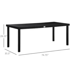 Syemin Patio End Table, Rectangular Outdoor Dining Table With All-Weather Faux Wood Top For Garden, Lawn, Patio, Black, 74.75"*35.5"*29.25" -Furniture GUEST 99909625 4b7a 4084 a93b c0685d5e45c5