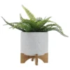 Syemin Planters With Stand, Decorative Plant Pots For Living Room, Garden, Balcony, Home Decor, White Natural 12"*12"*14"