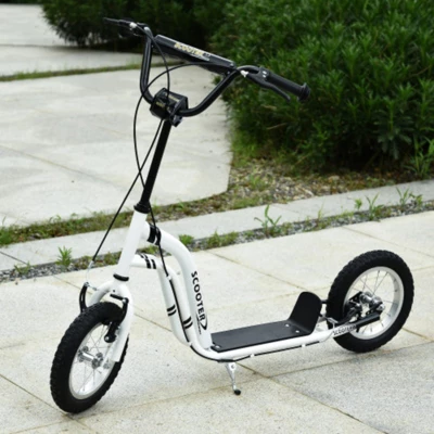 Syemin Kick Scooters Youth Scooter Front And Rear Caliper Dual Brakes Inflatable Front Wheel Ride On Toy For Age 5+, White, 47.25"*22.75"*33.5" 1 Syemin Kick Scooters Youth Scooter Front And Rear Caliper Dual Brakes Inflatable Front Wheel Ride On Toy For Age 5+, White, 47.25"*22.75"*33.5"