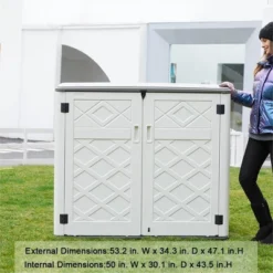 Syemin Storage Shed, Waterproof Storage Shed, Double Shelves For Cleaning Tools And Garden Accessories, Brown, 53.2"*34.3"*47.1" 10 Syemin Storage Shed, Waterproof Storage Shed, Double Shelves For Cleaning Tools And Garden Accessories, Brown, 53.2"*34.3"*47.1" -Furniture GUEST 9bcae622 63c6 4e21 acc8 2d05a8f1a84a