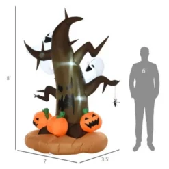 Syemin Inflatable Holiday Decorations Halloween Inflatable Dead Tree Pumpkin Kalolary Halloween Decoration Yard Lawn Decor, Brown, 39.5"*82.7"*94.5"