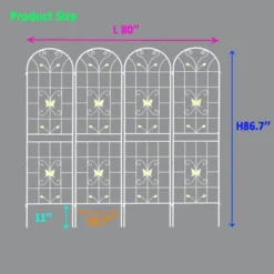 Syemin Patio Decorative Screens, Iron Arch Decoration Garden Trellis, For Outdoor For Climbing Plants Support, Flowerbed, White, 80"*19.7"*86.7" -Furniture GUEST 9d422ad6 f6af 4cb9 bea0 72232168325b